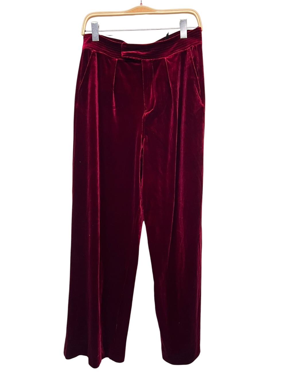 New Blanknyc Velvet Wide-Leg Trousers Pants In Burgundy